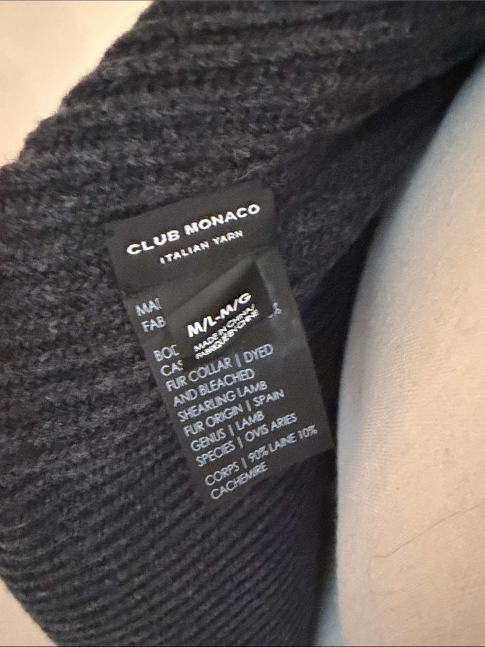 Club Monaco Charcoal Cape with Gray Faux-Fur Trim - Picture 2 of 2